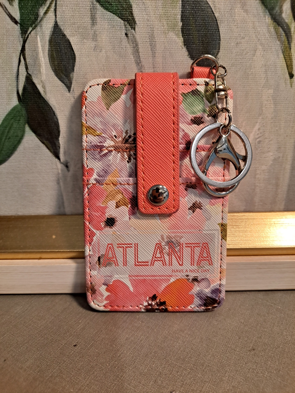 Robin Ruth ATLANTA Floral Card Holder with Coral Strap and Keyring